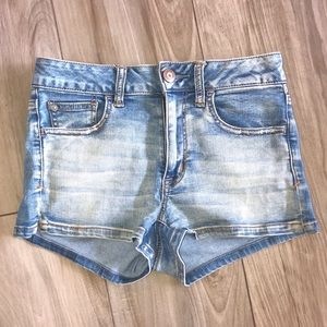 American Eagle Hi-Rise Denim Shortie- Jean Shorts